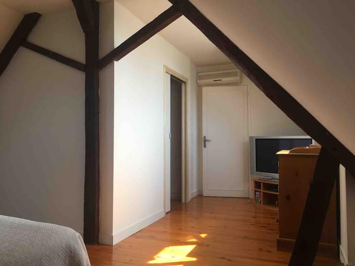La grande chambre avec le coin nuit