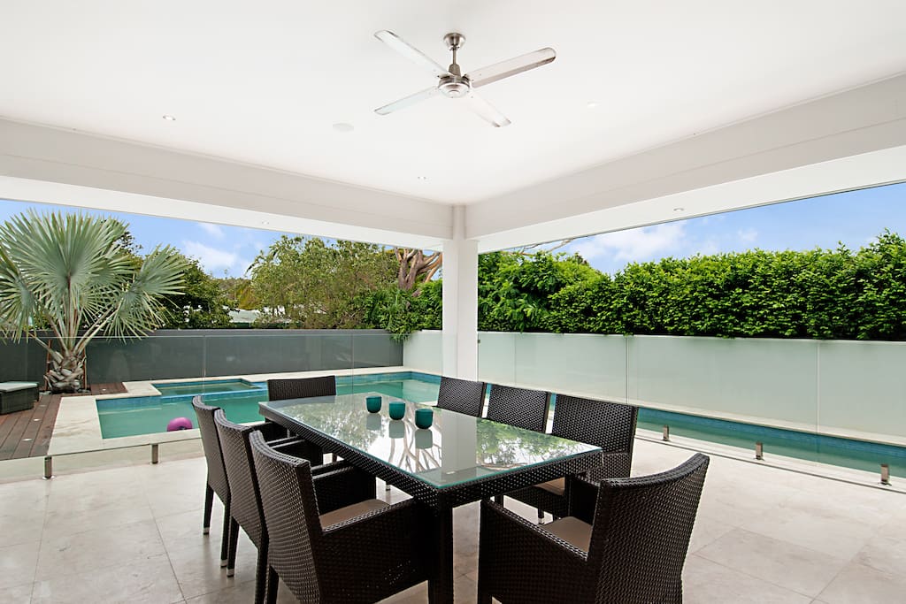 Outdoor BBQ and dining area