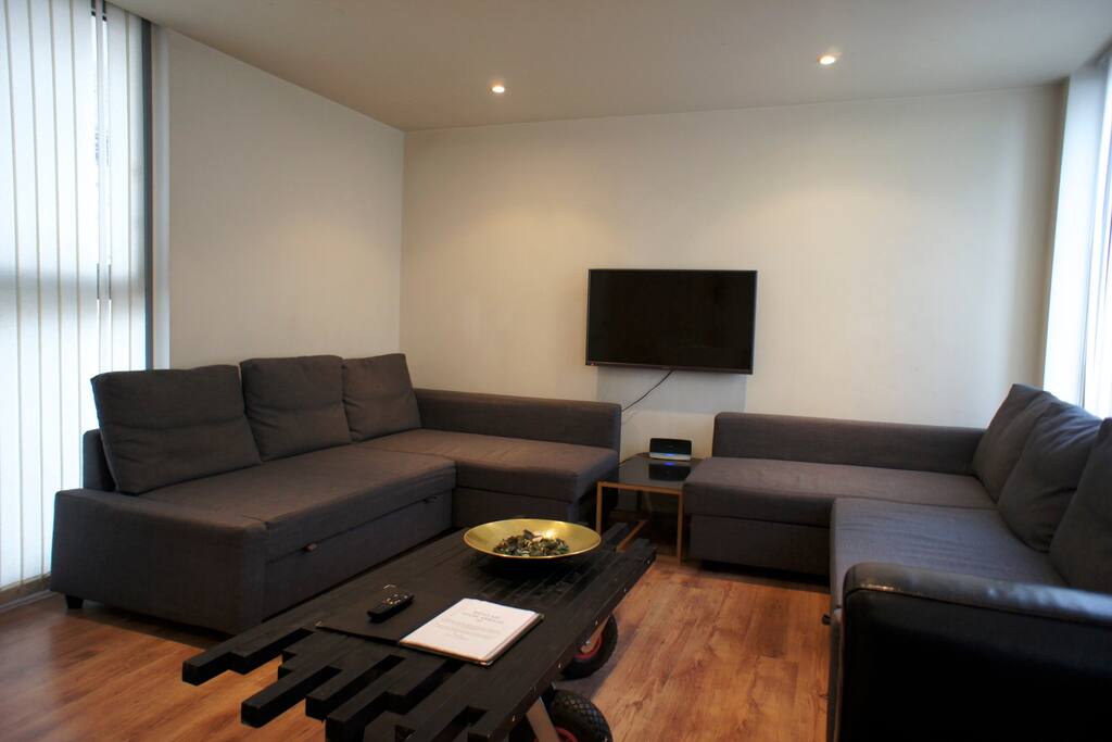 Here's the Living Room with Two Double Sofa Beds