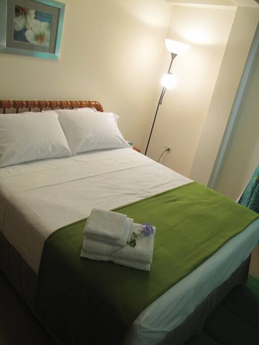 Bedroom with Queen Size Bed & reading Lamp
