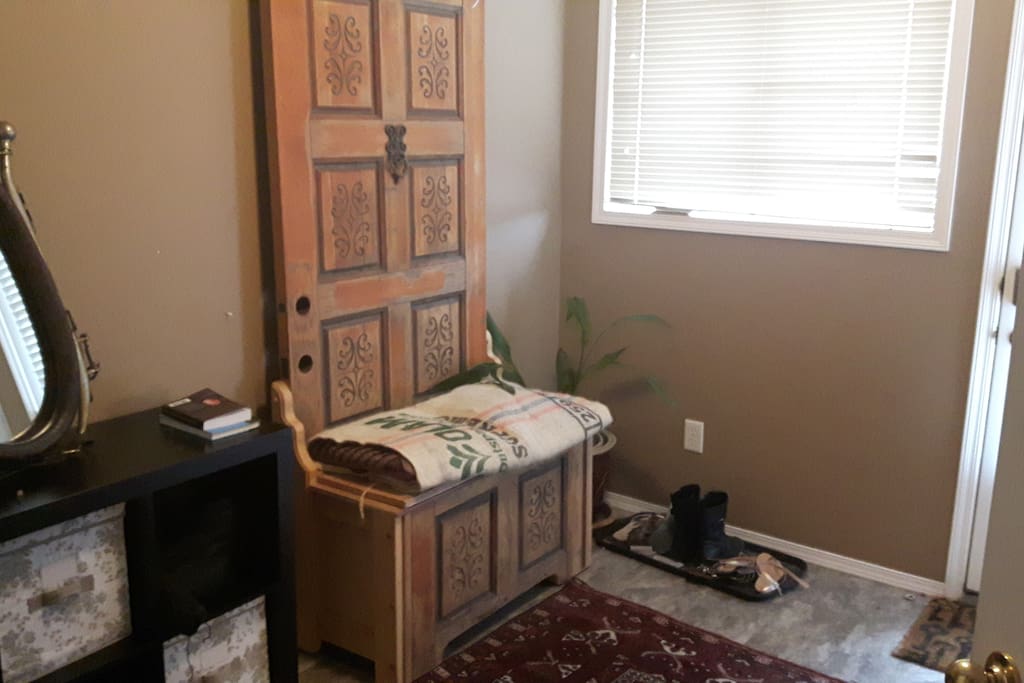 this mudroom opens onto the deck
