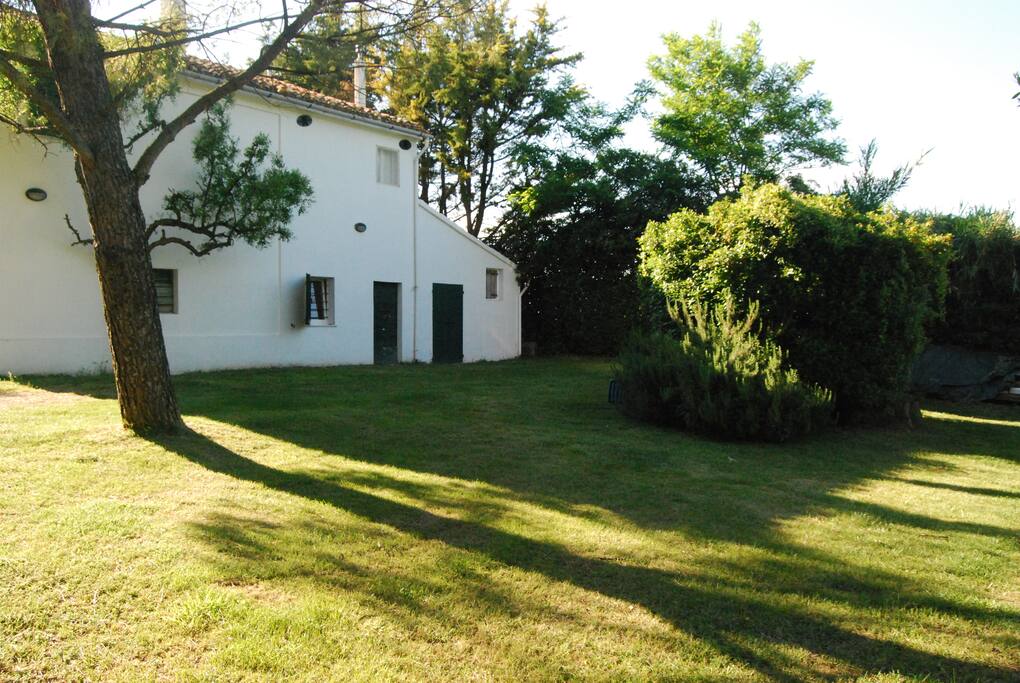 Il prospetto est dal giardino di pomeriggio