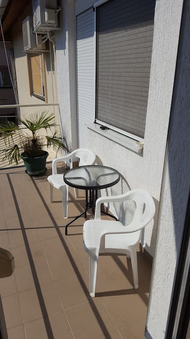 Bedroom balcony which can be entered from living room or bedroom.