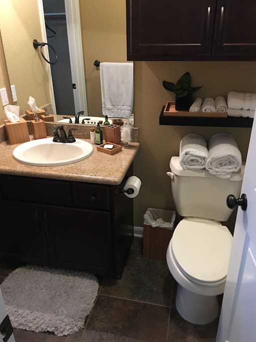 Fully stocked bathroom