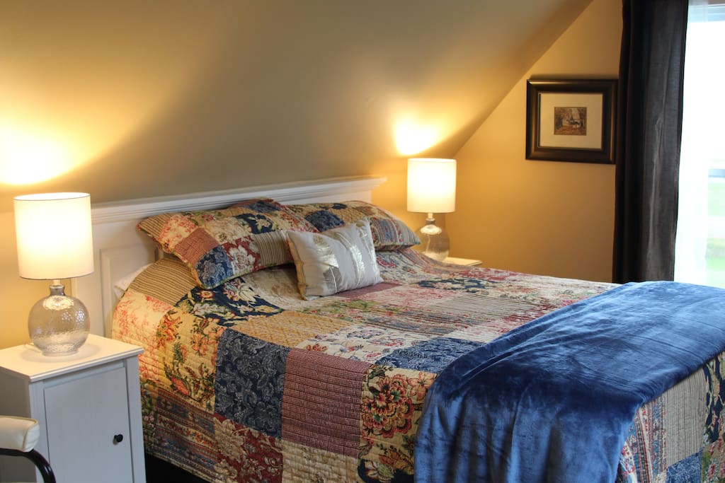 A queen size comfortable bed and private, quiet apartment awaits you.
