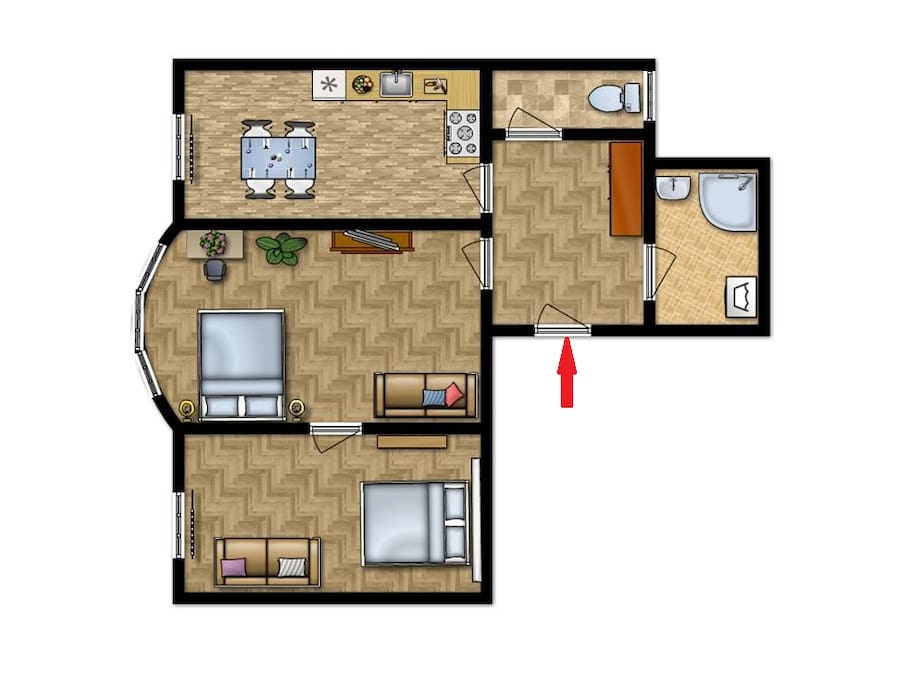 Schematic plan of apartment.