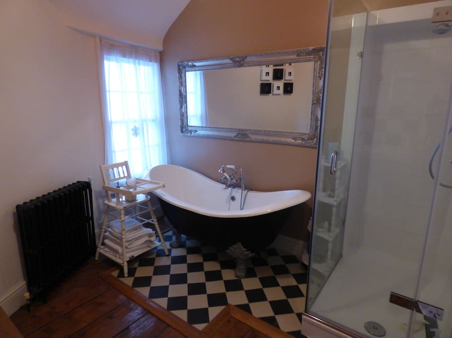 Ensuite to the Lilac Bedroom with double ended clawfoot bath and power shower