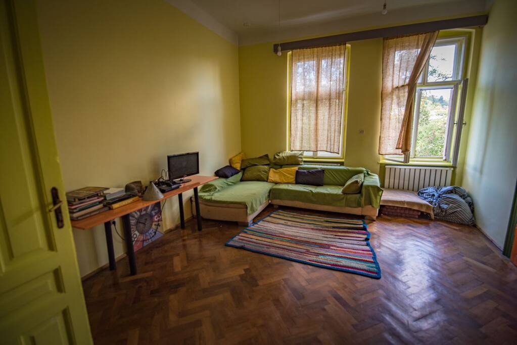 Common Living Space with garden view(with possibility of temporary sleeping space conversion)