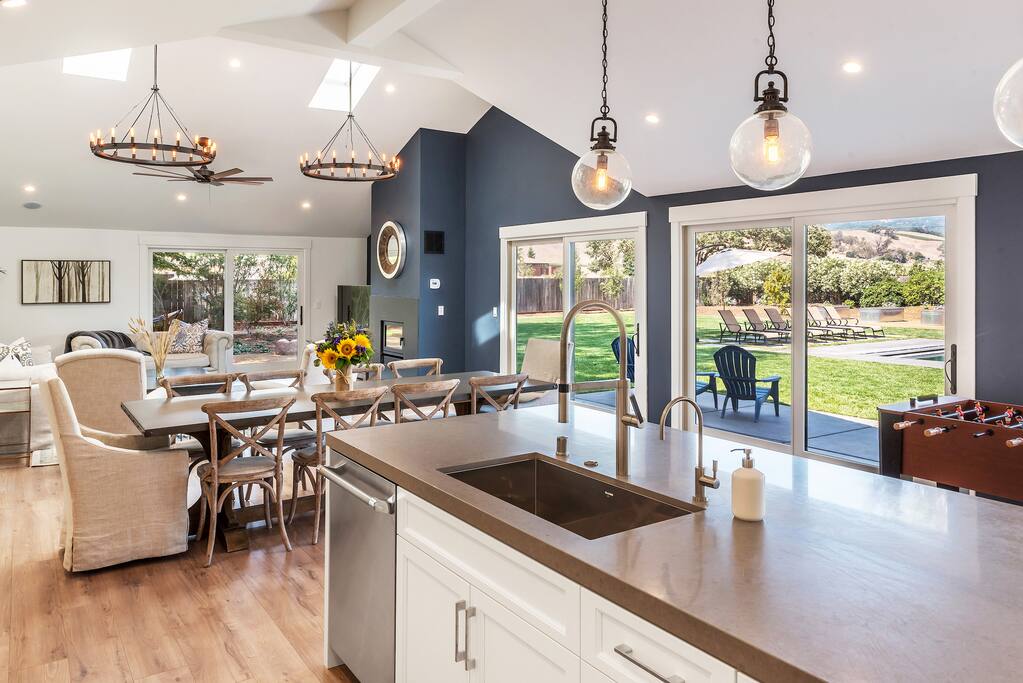 Giant kitchen and living room area. All brand new