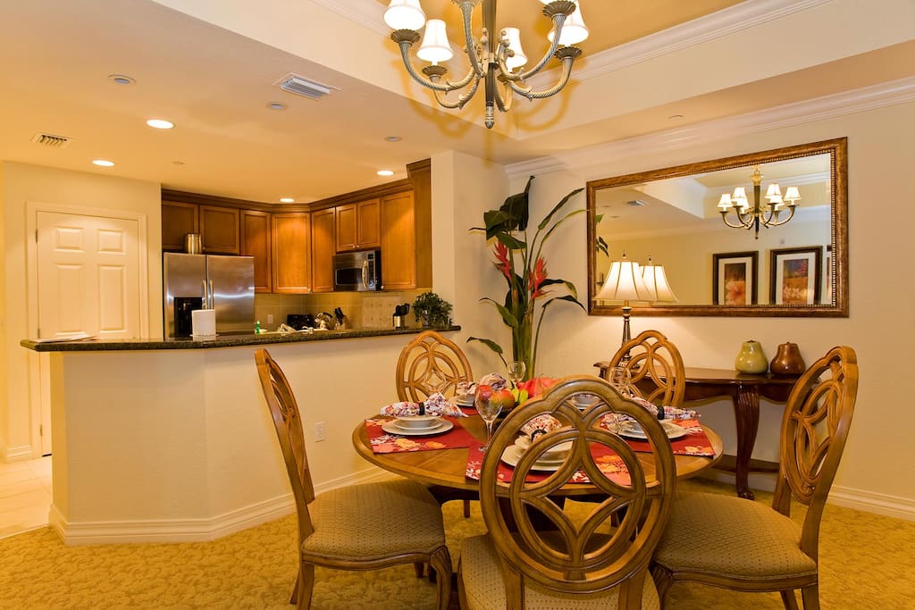 Dining area seats five