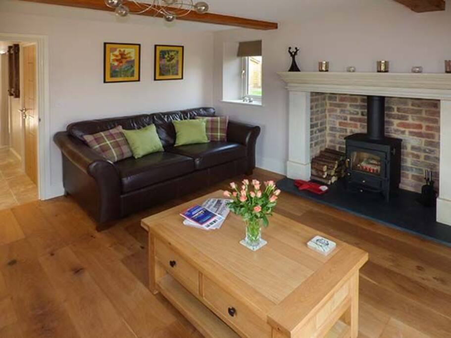 Lounge with woodburning stove