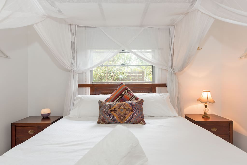 Studio features a four poster bed.