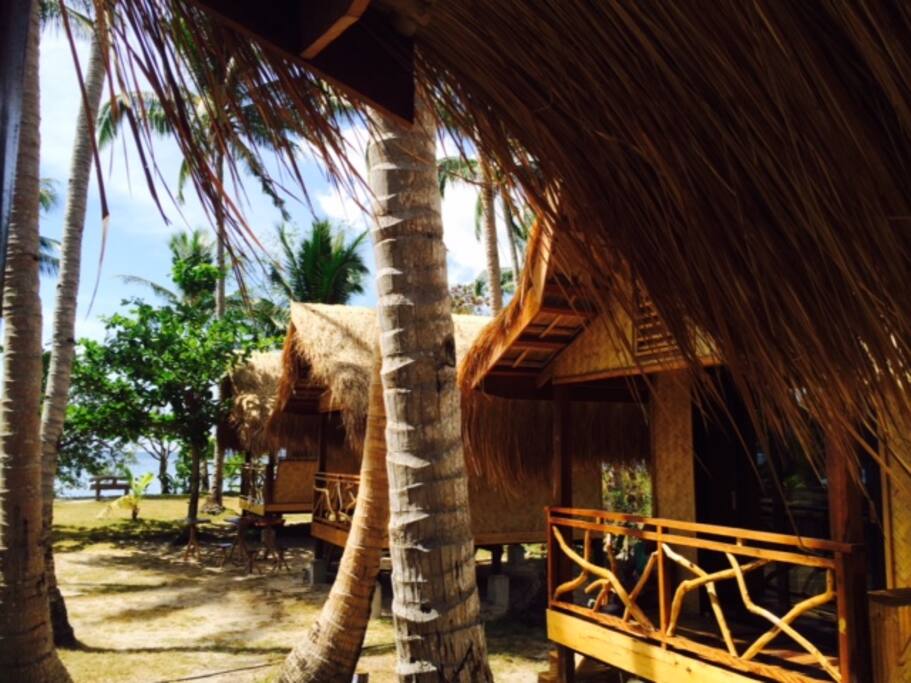 Native huts with ceiling fan, cottages 1-4
