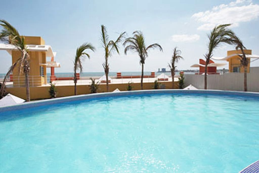 Our great pool overlooking the ocean