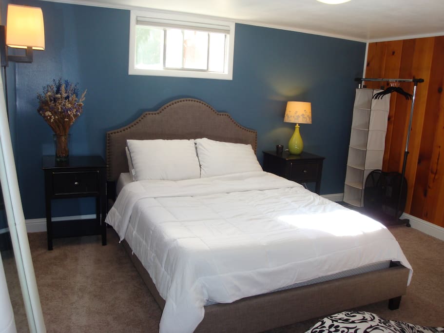 Memory foam bed and down pillows and comforter