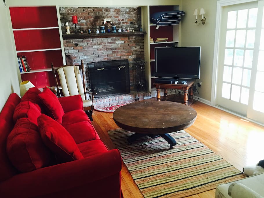 Back room with fireplace
