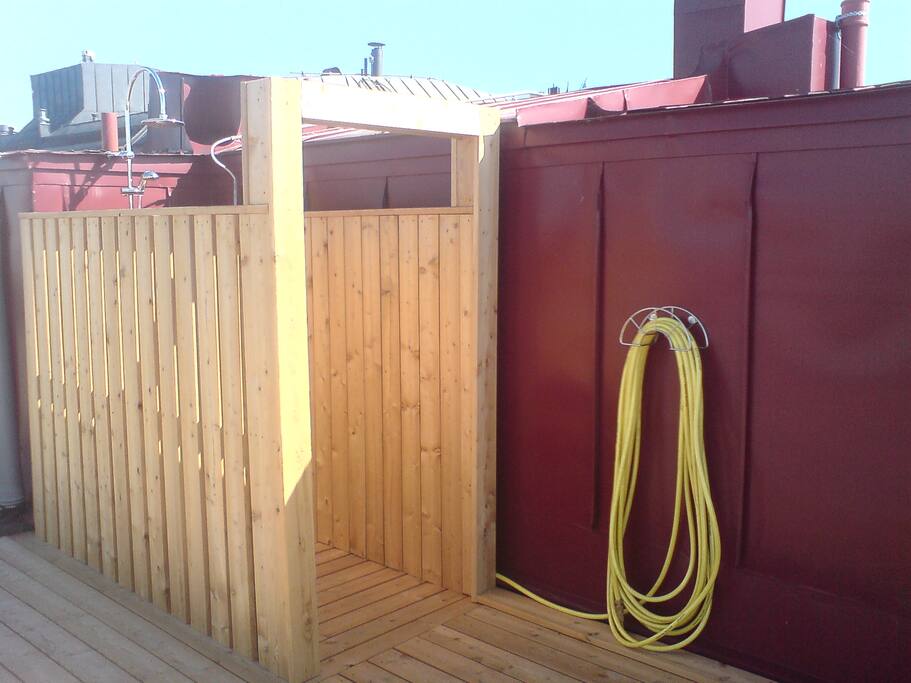 Shower on roof top for hot days