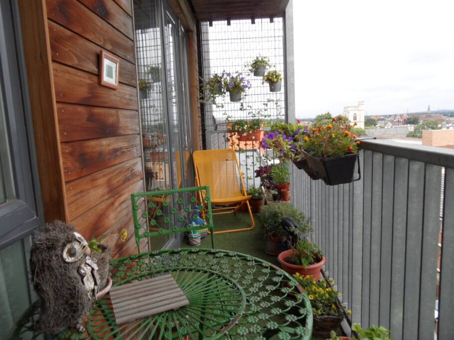 colourful East facing balcony with views