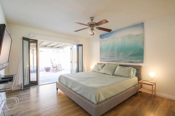 Მთავარი საძინებელი ფლიგელით და ფრანგული კარები პატიოში