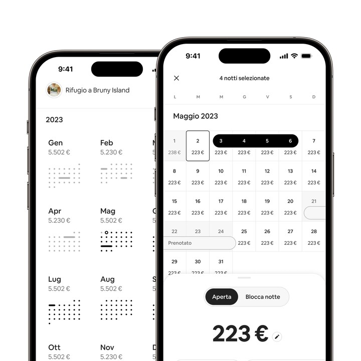 L'app di Airbnb mostra più date selezionate nel calendario dell'host con la nuova funzionalità di scorrimento.