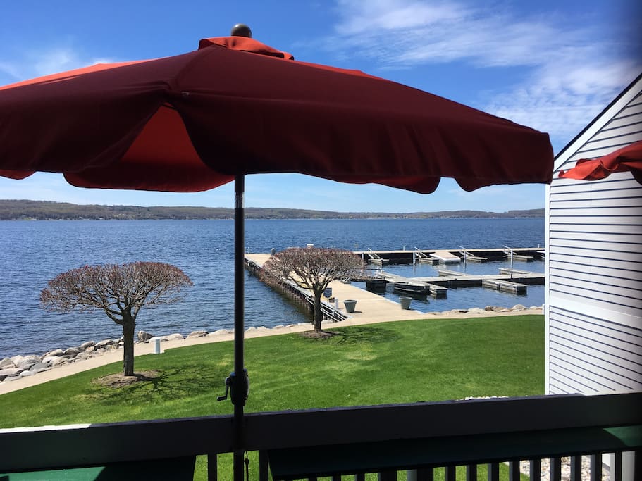View of Lake Charlevoix from the deck