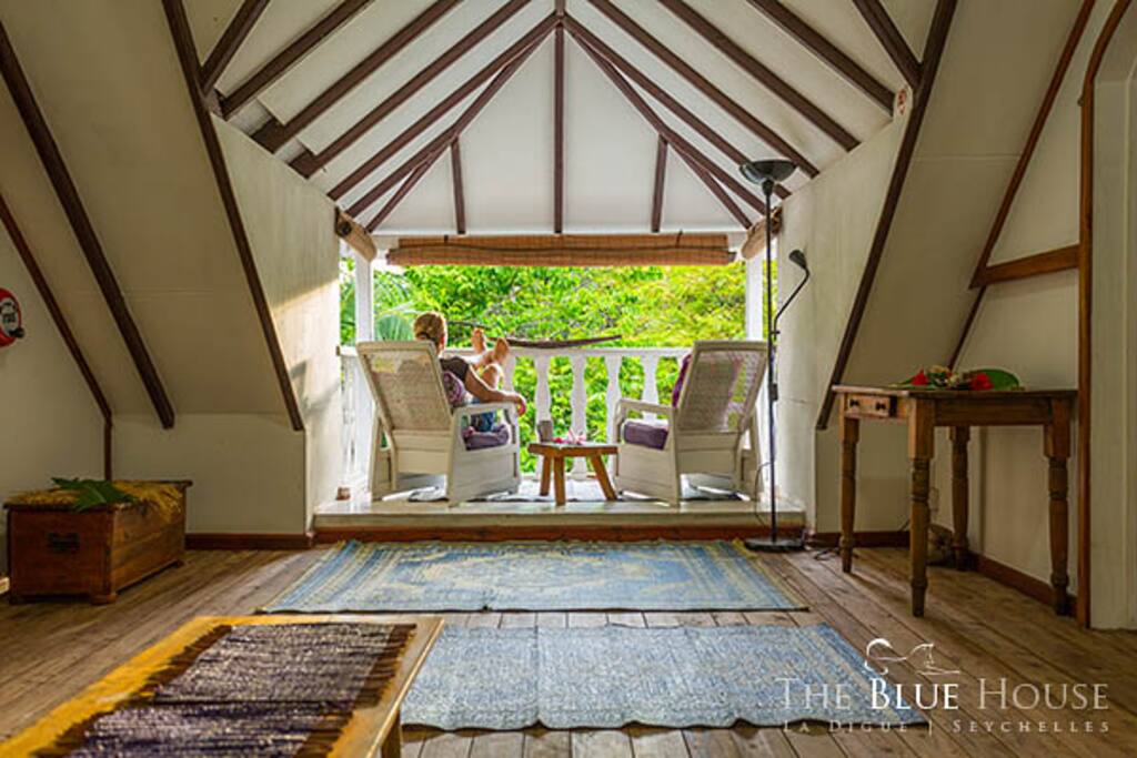 Relaxing on the upper balcony overlooking front garden