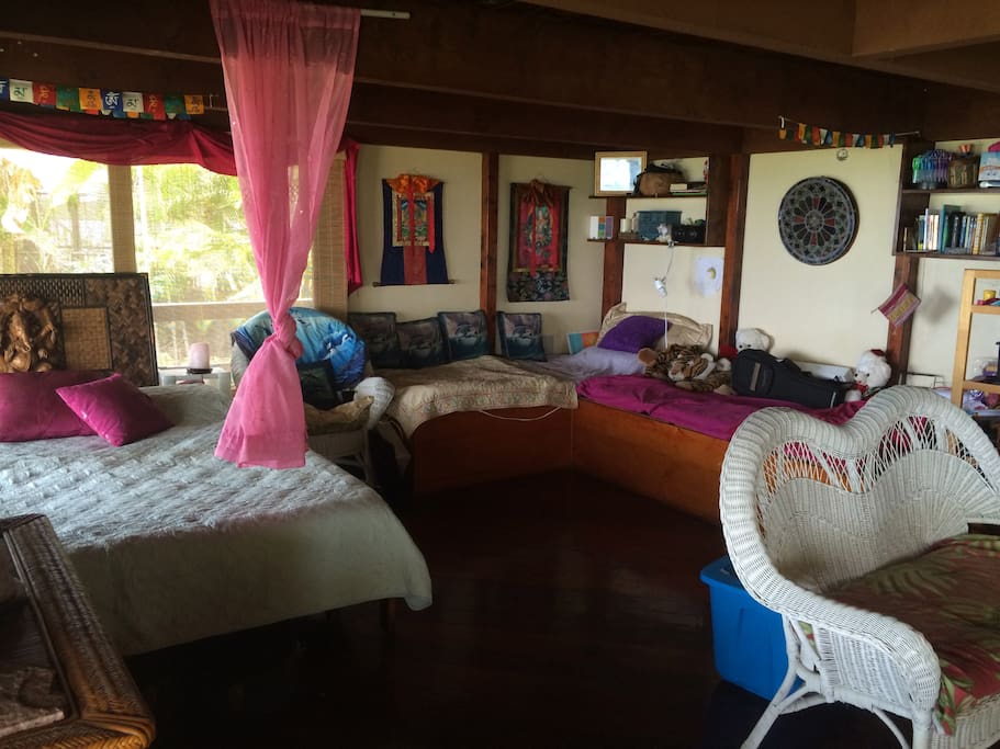 downstairs open room with beds