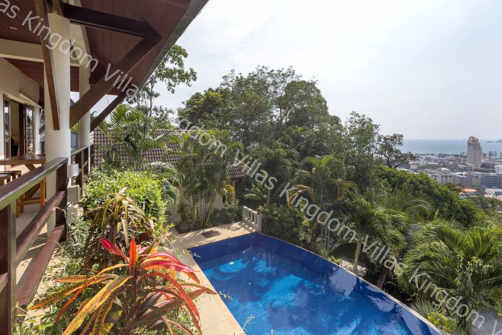 private swimming pool with sea views