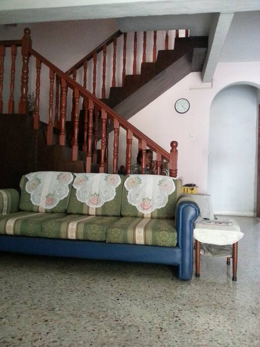 couch in living room. antique look