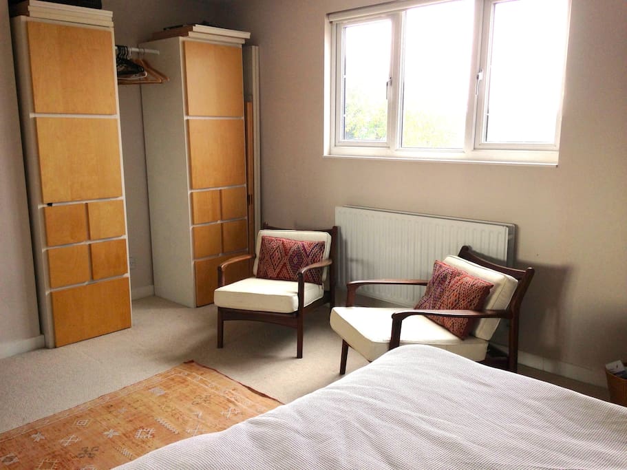 Plenty of storage space and south facing window with a blackout blind.