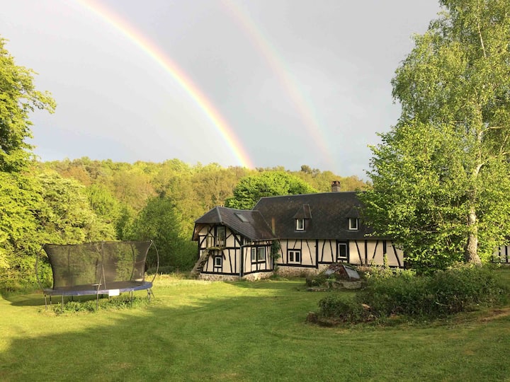 Normandy house renovated, in front of the forest