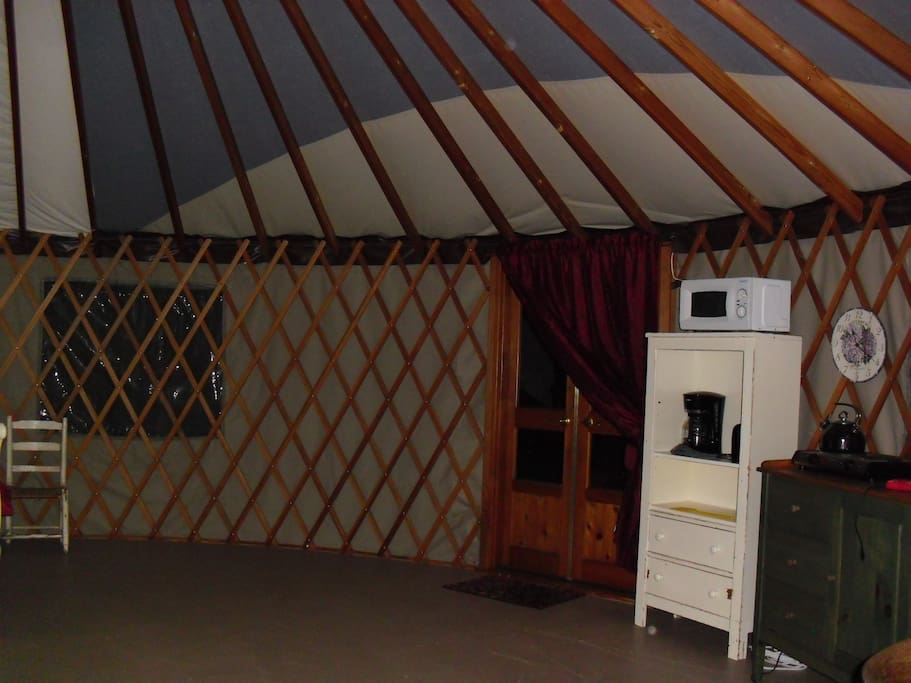 french door and kitchenette