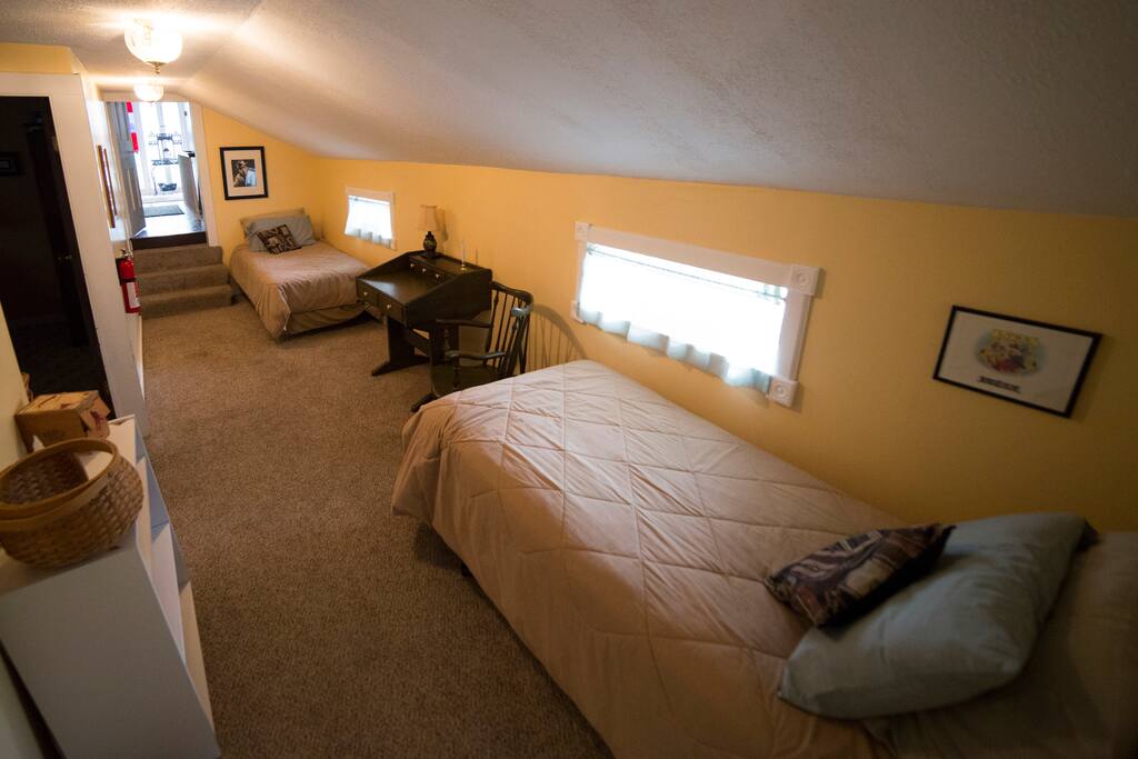 Hallway upstairs, has room for two twin beds!