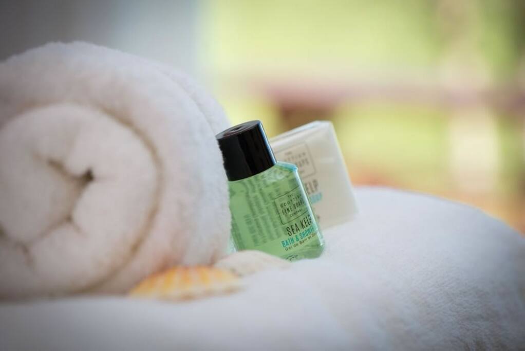Shampoo,Soap and towles