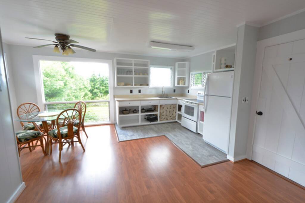 Kitchen/Dining area Back yard visible out the big window