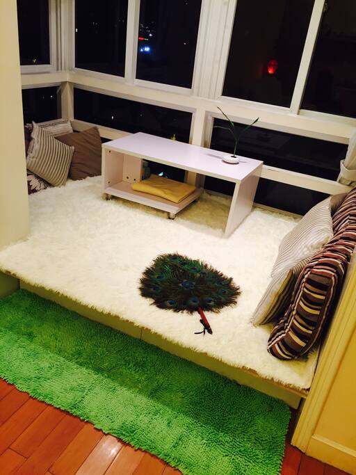 A relaxing corner for coffee/tea/reading/sunbath(at day)
