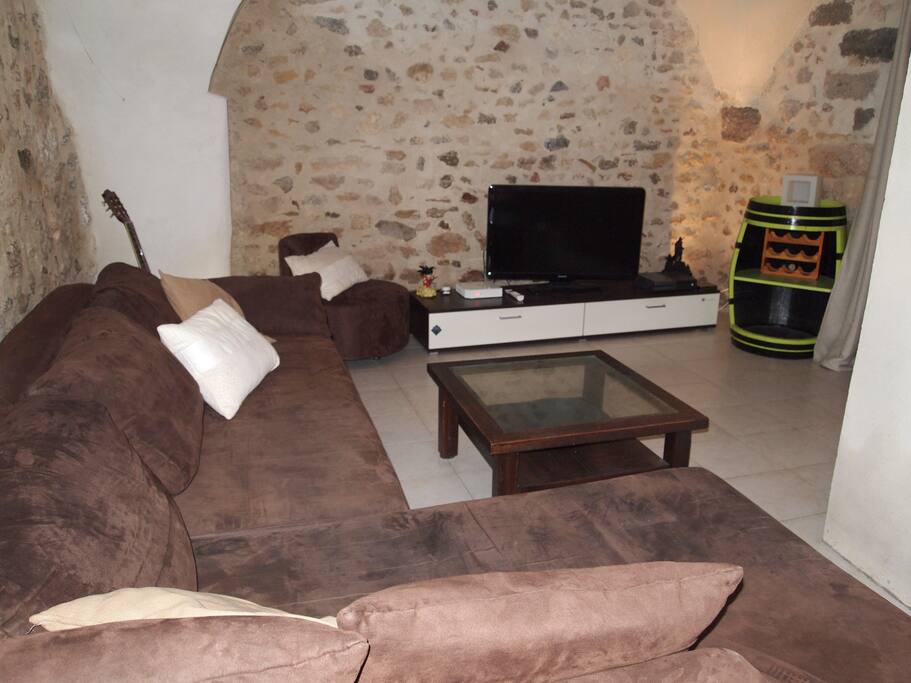 Salon dans pièce voutée