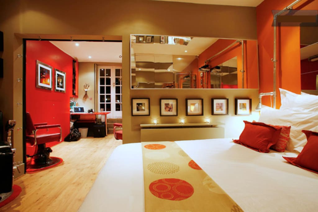 The bedroom (sliding door to lounge open)