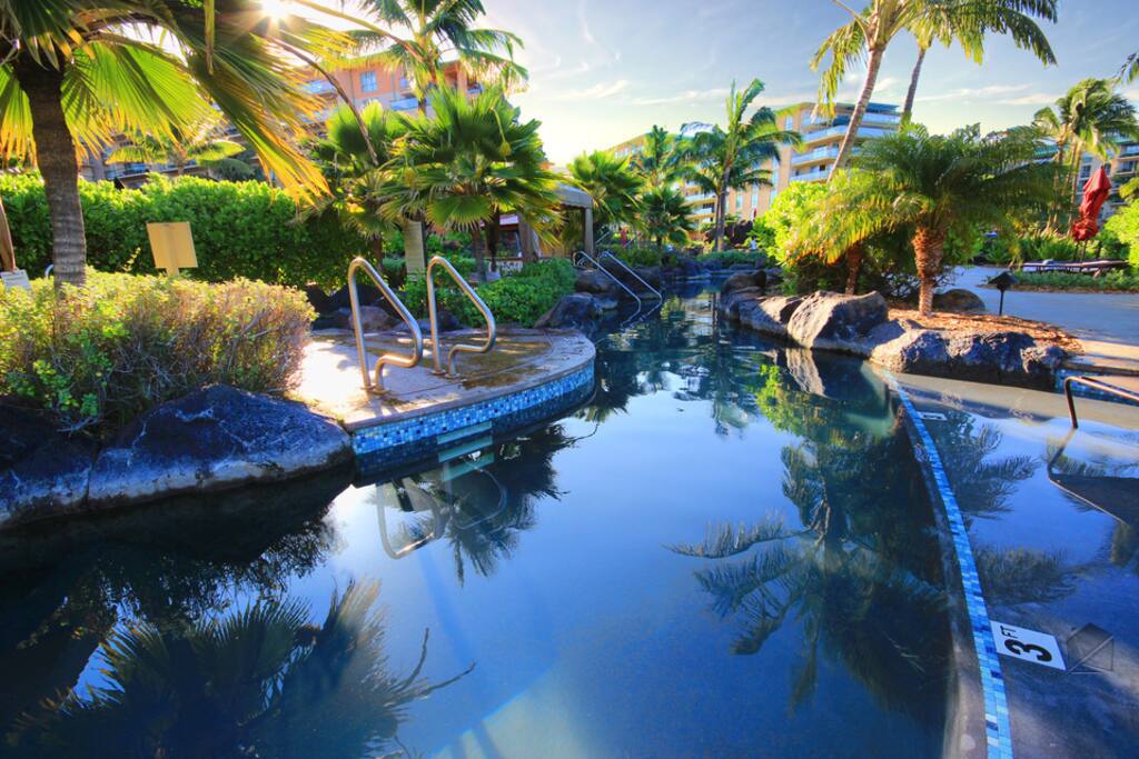 Relax in the clear water at one of many pools in the resort.