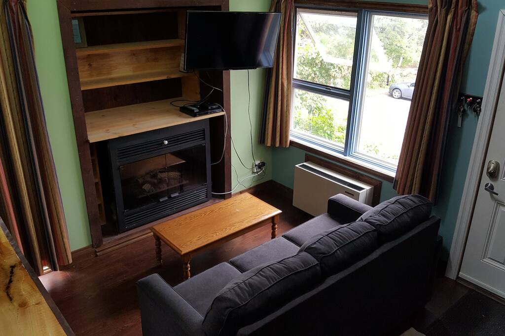 I would have preferred a smaller couch but in order to get a good sized pullout bed, I went with this. Feel free to move it where you need it.