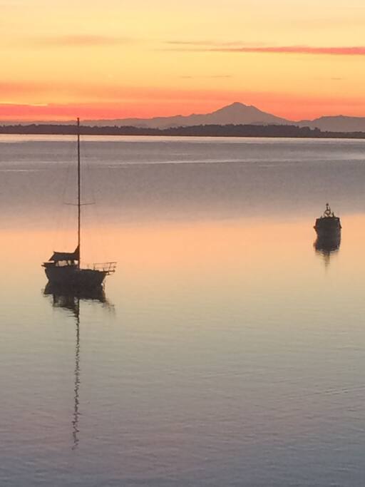 Mount Baker emerges.