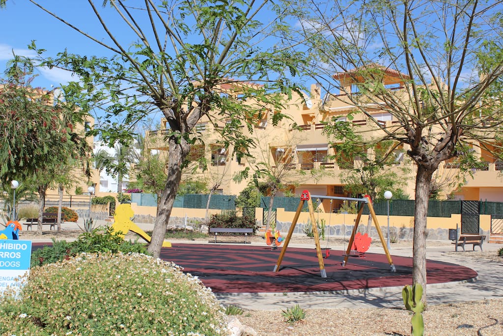 Safe, young children's play area within view and a short walk away.