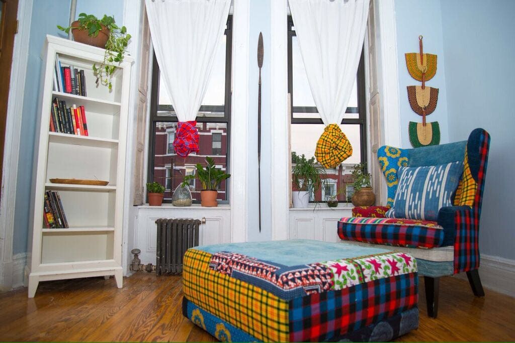Detail of custom-made furniture in the living room