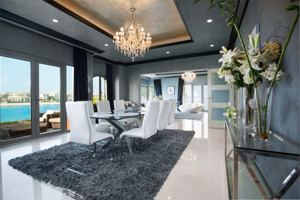Dining area opens to warm outdoor evenings