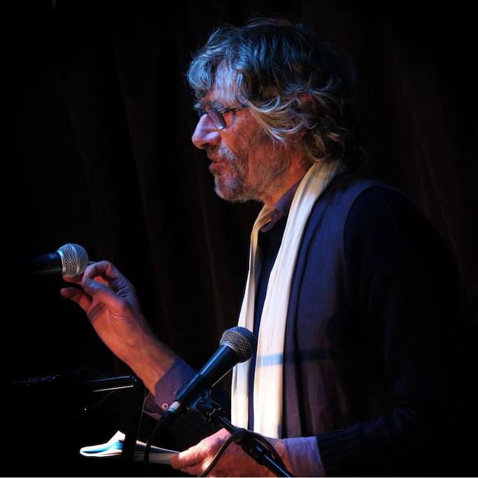 Richard (Rick) reading one of his poems at Stroud Book Festival.