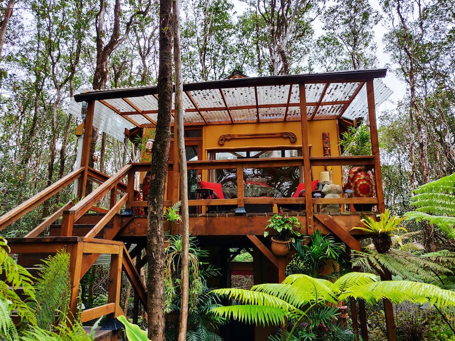 Peaceful Rainforest Treehouse Retreat Treehouses for Rent in Volcano, Hawaii, United States