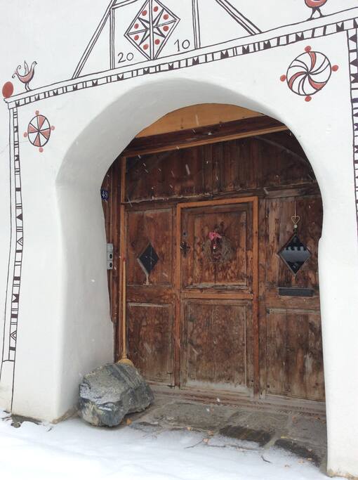 Typical Engadine entrance door