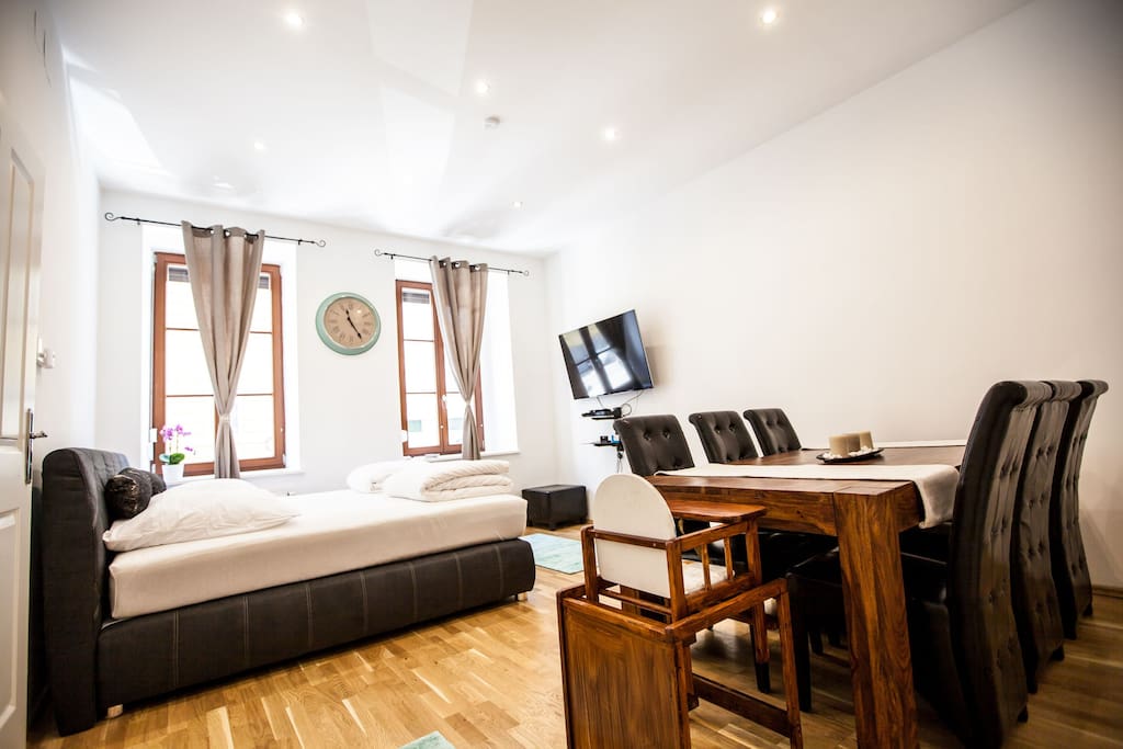 Livinroom with Kingsize-Bed 180x200cm