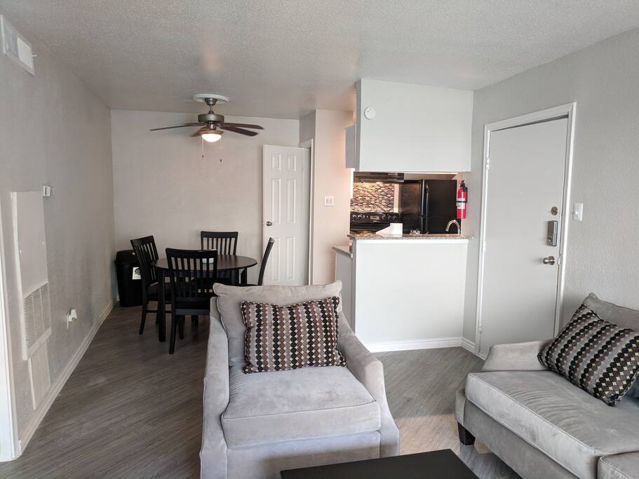 Living room, dining room and part of kitchen