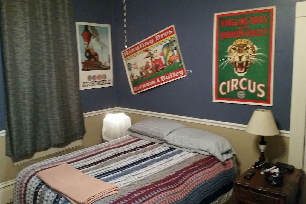 Queen sized pillow top bed.